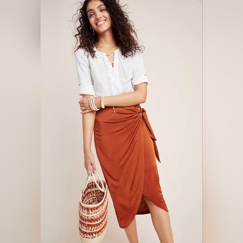 Maeve Rust Midi Skirt